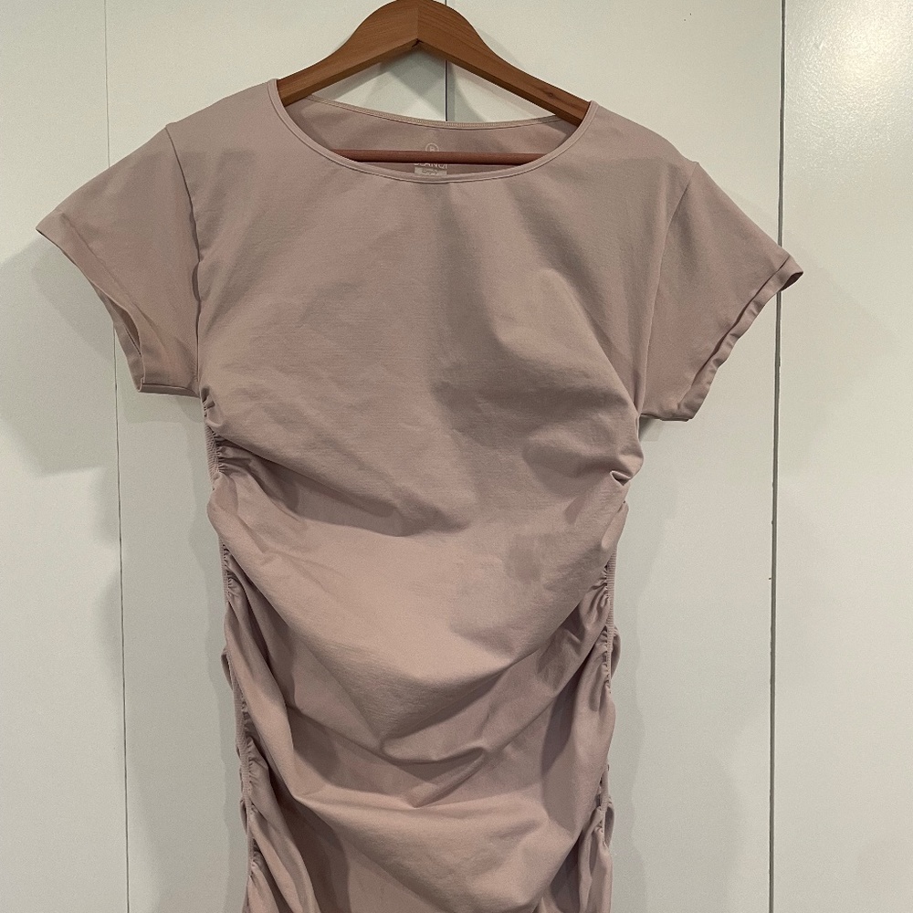 M/L Light Pink Blanqi Maternity Cap Sleeve Crew Neck Dress